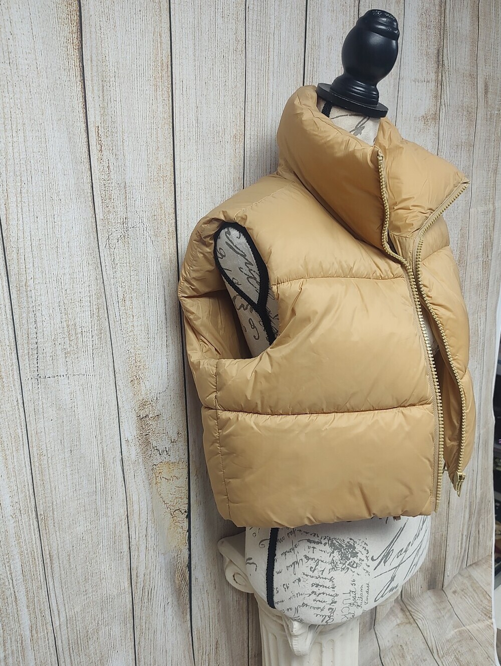 Fuinloth Medium Puffer Vest Tan - Picture 2 of 8